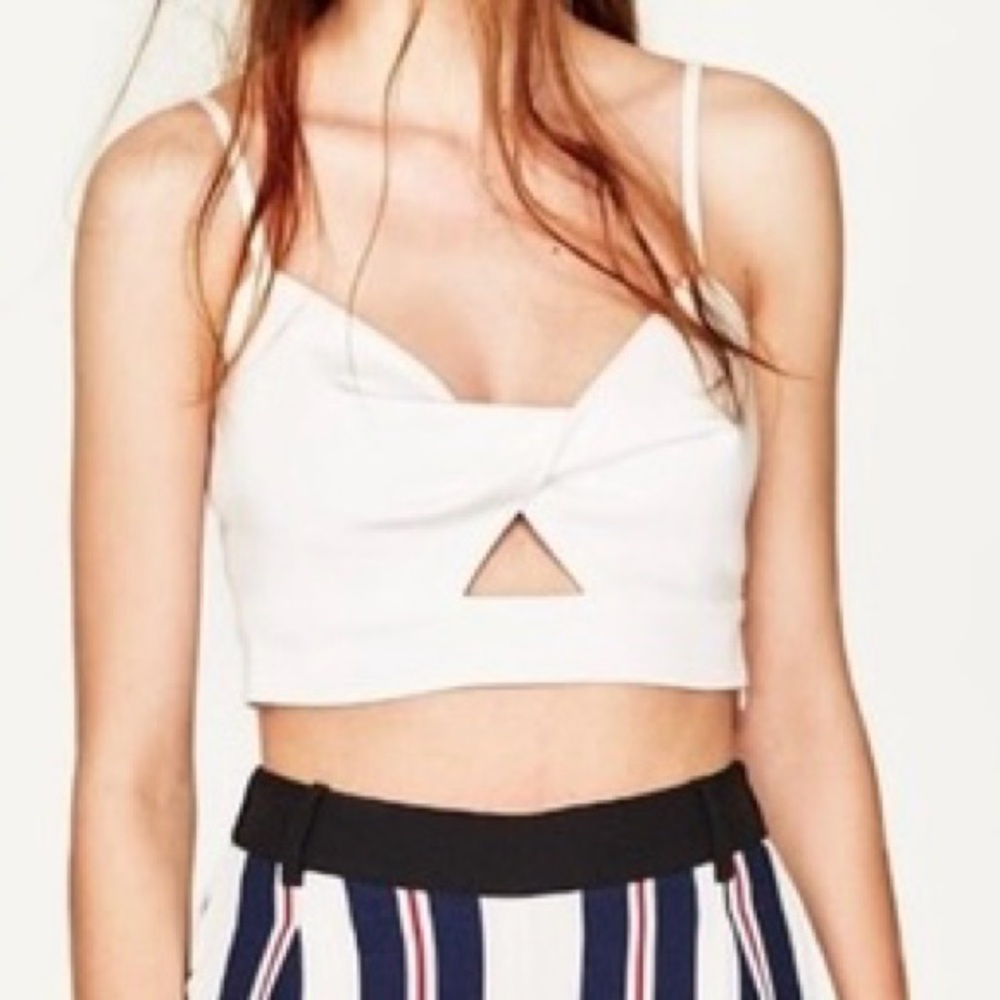 Zara Twist Front Bustier Cropped Bra Top Small NWOT